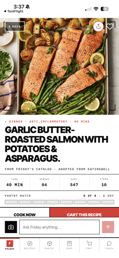 Hotline recipe detail with pantry match